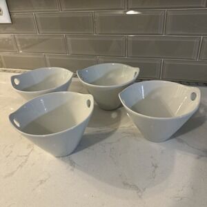 Crate & Barrel Kai White Porcelain Noodle Bowls Set Of Four 24oz
